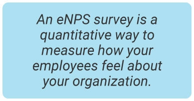 image with text - An eNPS survey is a quantitative way to measure how your employees feel about your organization.